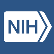 NIH logo in blue and white with a right-pointing arrow design