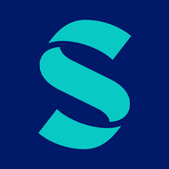 Teal stylized “S” on a dark blue square background