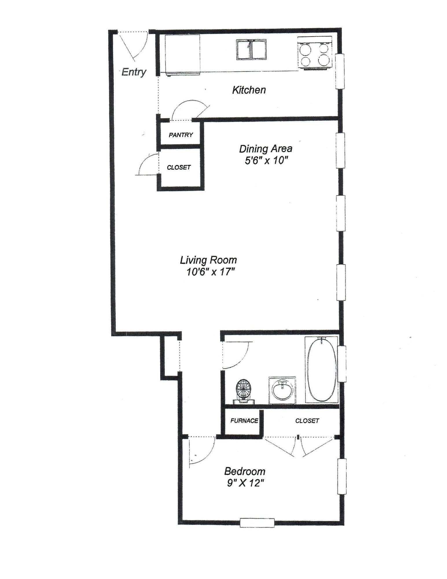 Floor Plan: 1Bed · 1 Bath · 585 SQ. FT.