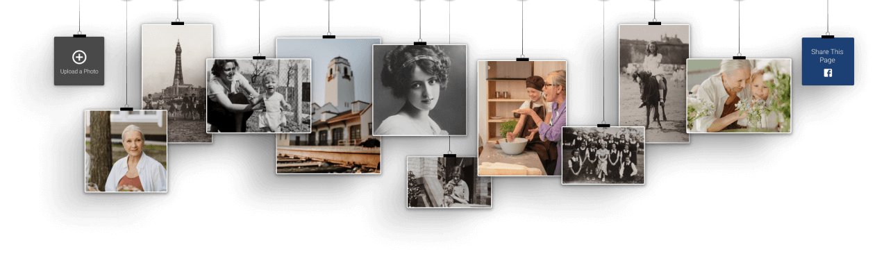Website mockup on laptop and phone showing a vintage black-and-white portrait with soft green accents