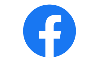 Facebook logo: white lowercase “f” on a blue circle.