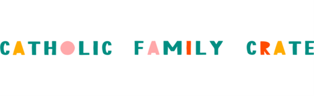 Colorful “Catholic Family Crate” text logo on a white background