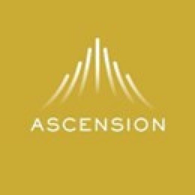 Ascension logo in white on a mustard-yellow background