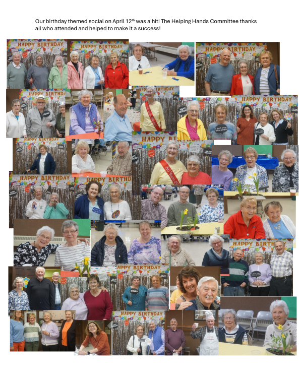 Collage of smiling people at a community gathering, many posing with certificates and awards in a hall