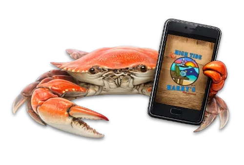 Crab holding a smartphone with the 