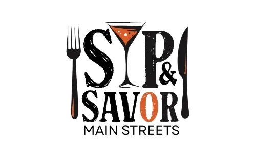 Savor Main Streets event poster for July 24–Aug 9, with food and beverage business promotion in Orlando