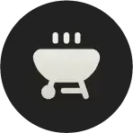 Hotel logo in Bogotá with BBQ area.