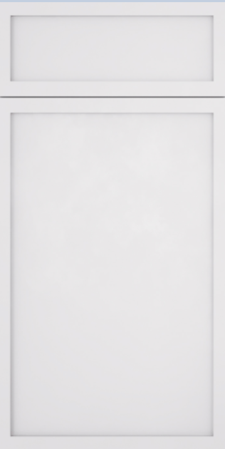 White cabinet door with a top panel.