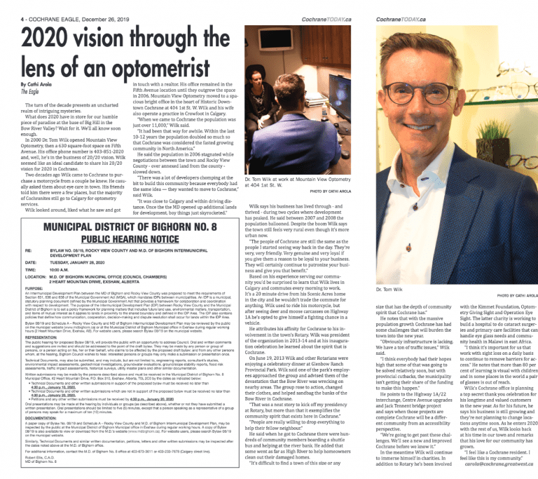 A newspaper article about 2020 vision through the lens of an optometrist