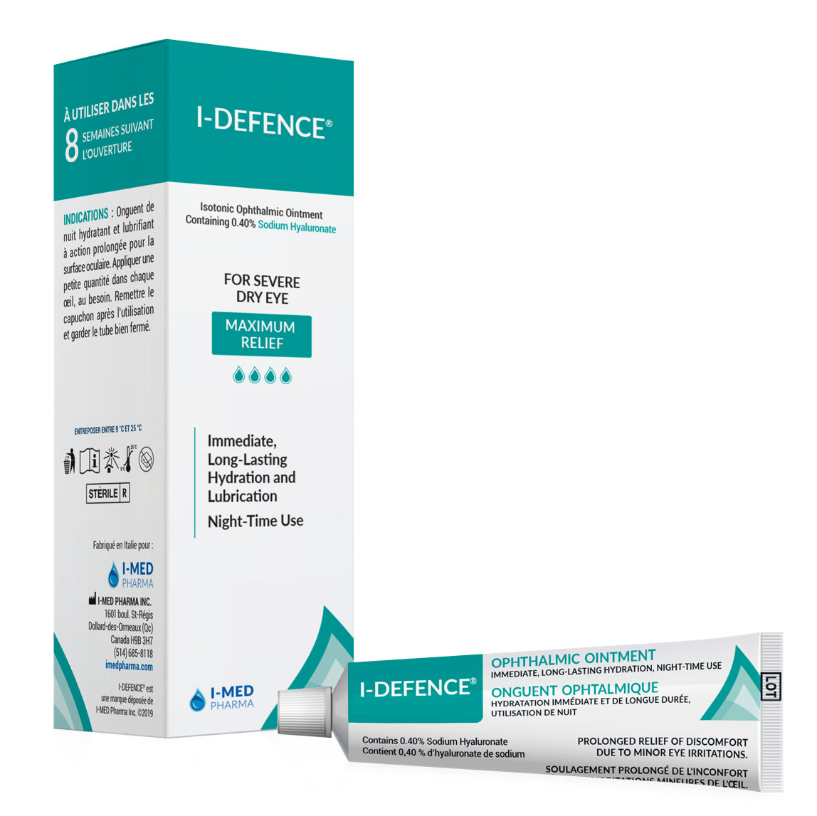A tube of i defence is next to a box