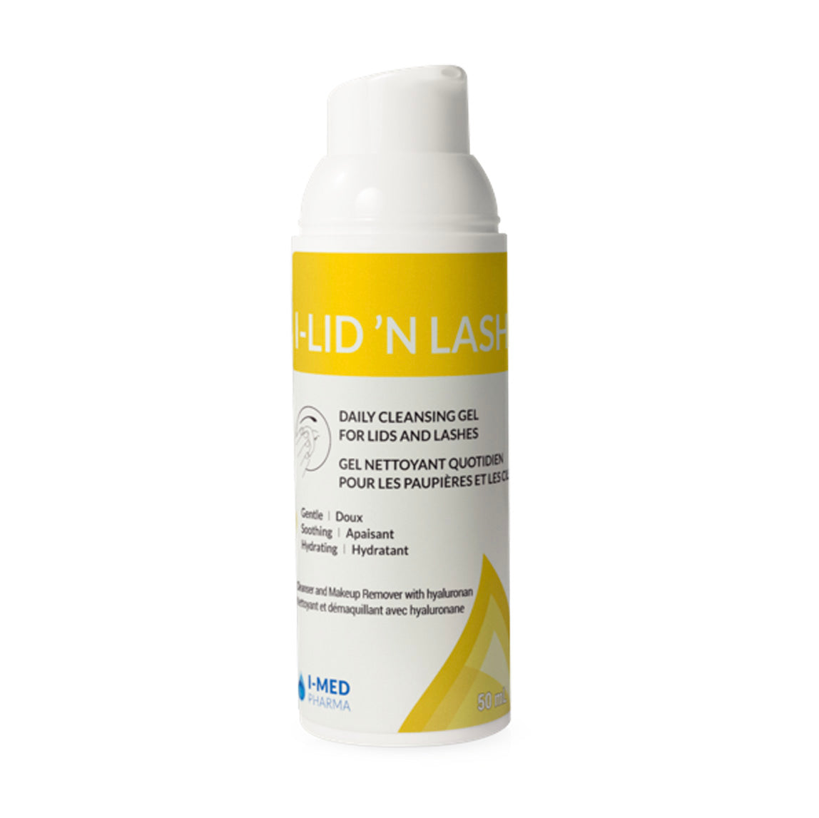 A bottle of lid n lash daily cleansing oil