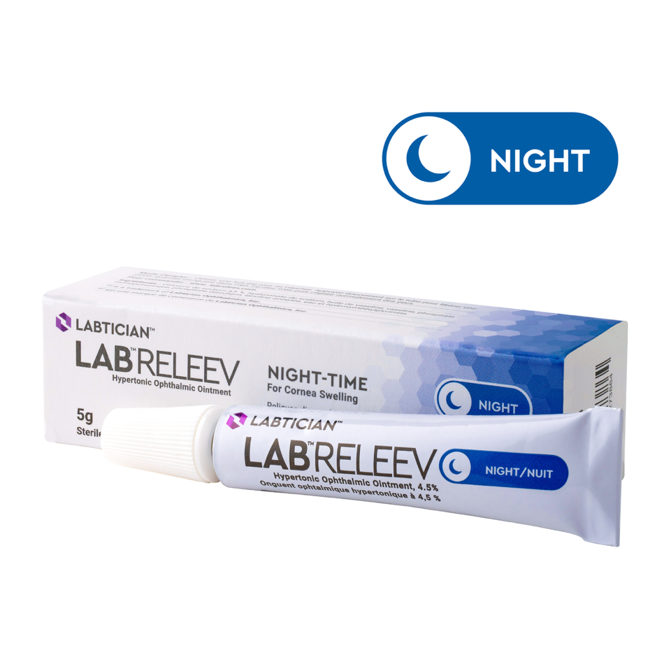 A tube of labrellev night time cream is sitting next to a box.