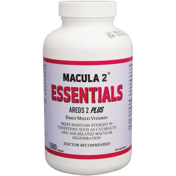 A bottle of macula 2 essentials areds 2 plus
