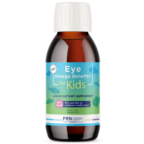 A brown bottle with a white label that says PRN Kids