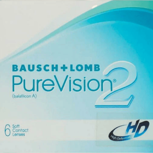 A box of bausch + lomb purevision 2 contact lenses.