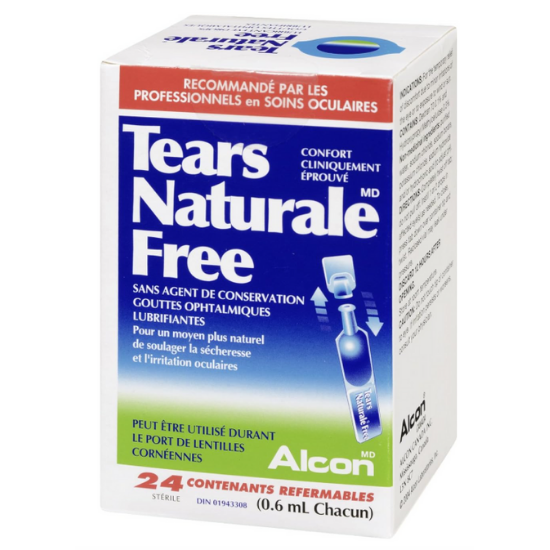 A box of tears naturale free eye drops