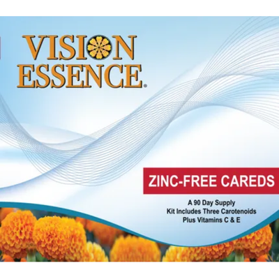 A bottle of Vision Essence zinc free 3 mz