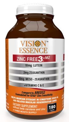 A bottle of vision essence zinc free 3 mz