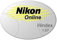 The nikon online logo is a white circle with yellow stripes on it.