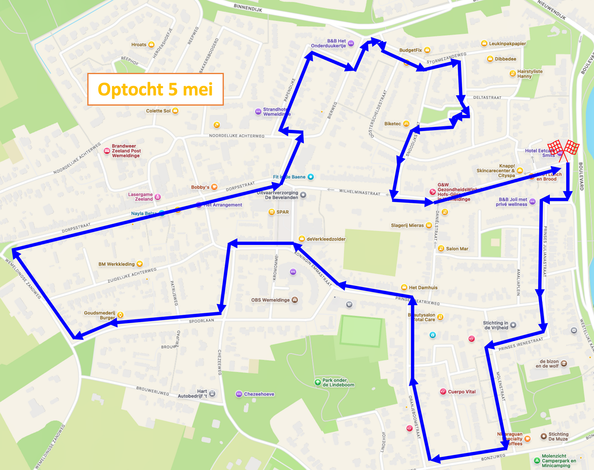 Route optocht 5 mei