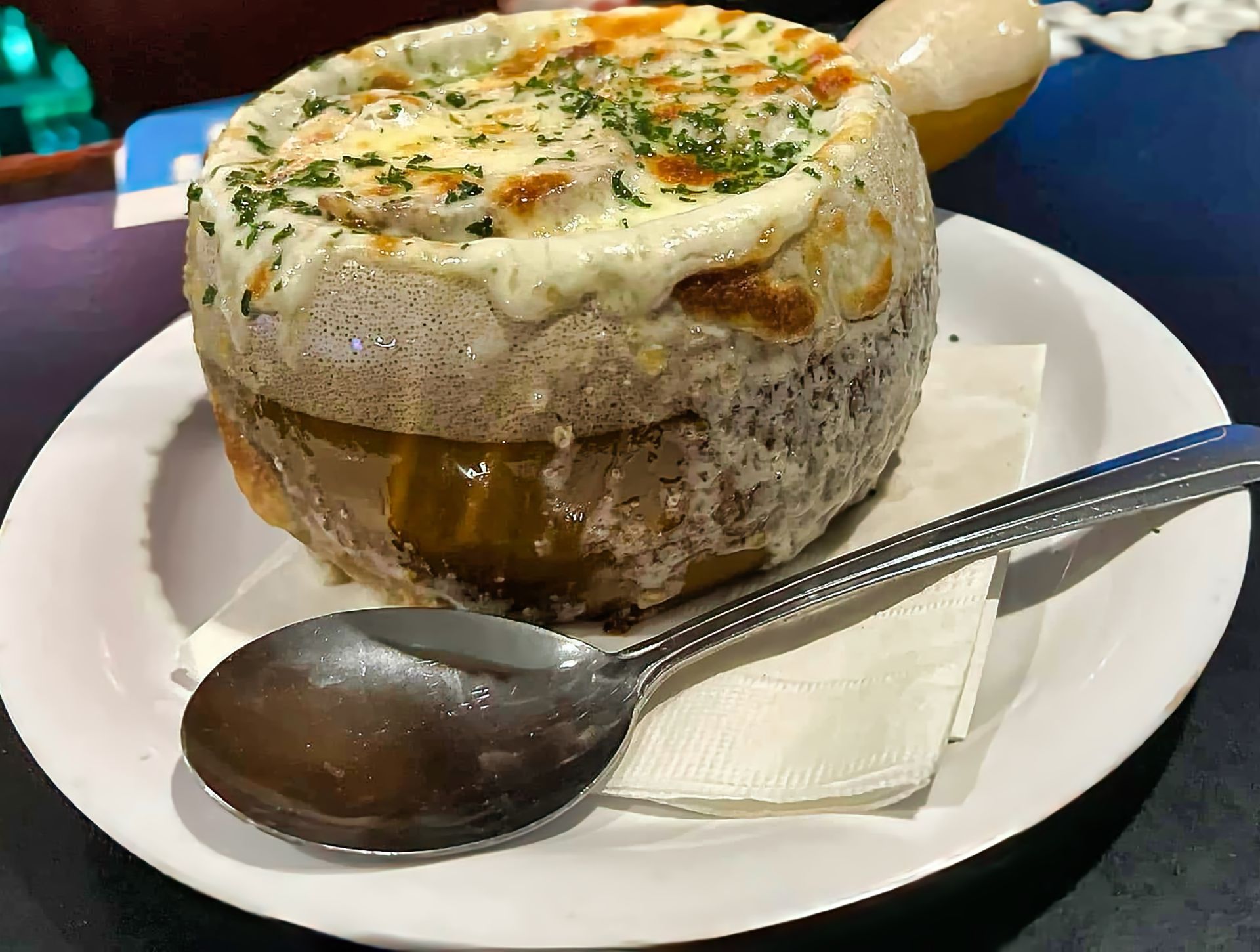 French onion soup at Ralph's Ace of Hearts
