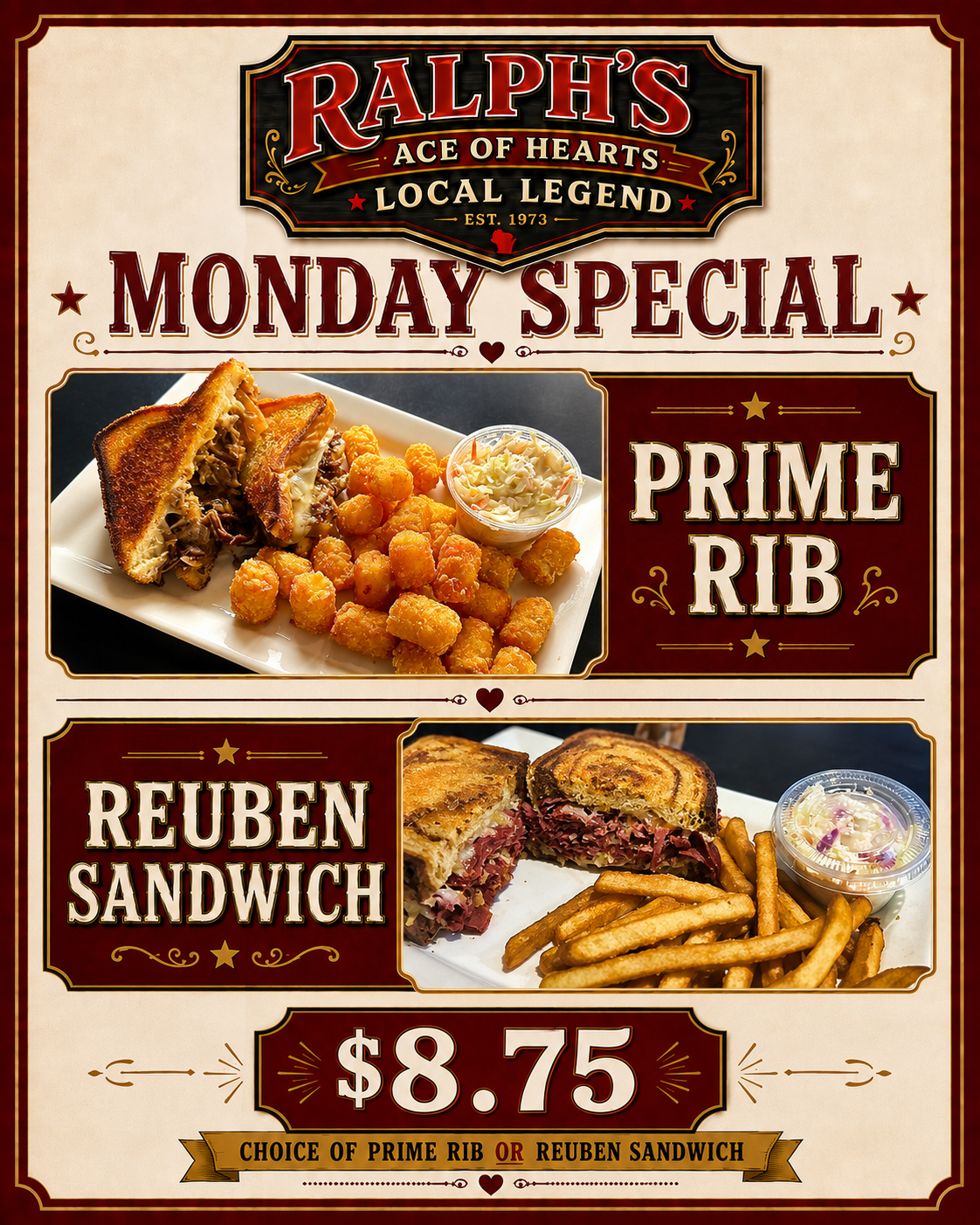 Monday Special weekly flyer at Ralph's Ace of Hearts