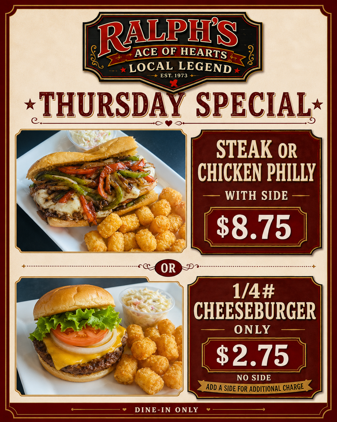 Thursday Special weekly flyer at Ralph's Ace of Hearts