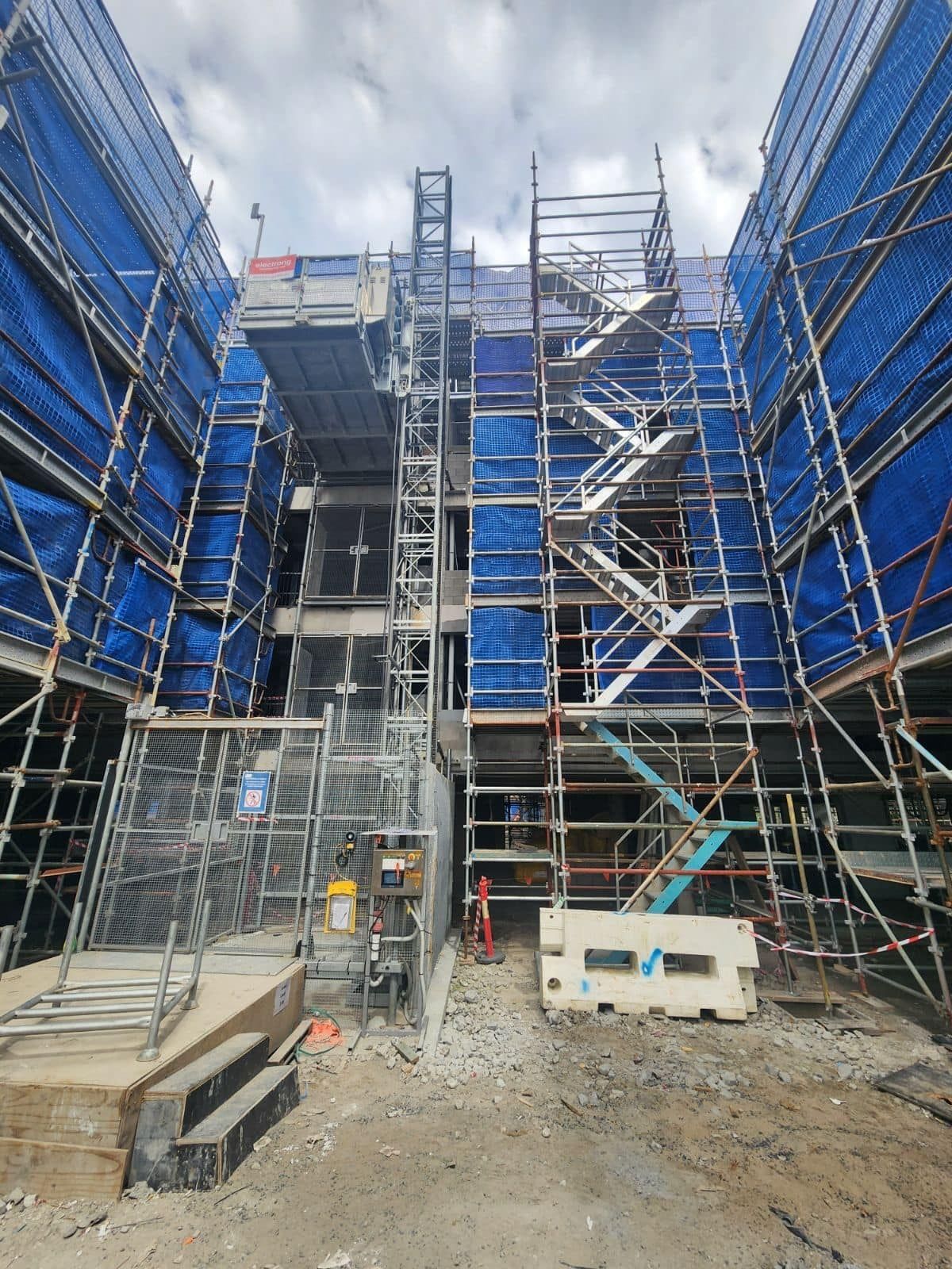 Construction Site With Tall Scaffolding