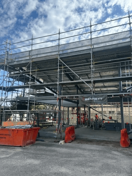 Scaffolding South Port At A Building Construction Entrance — Big River Scaffolding Solutions Pty Ltd in Southport, QLD