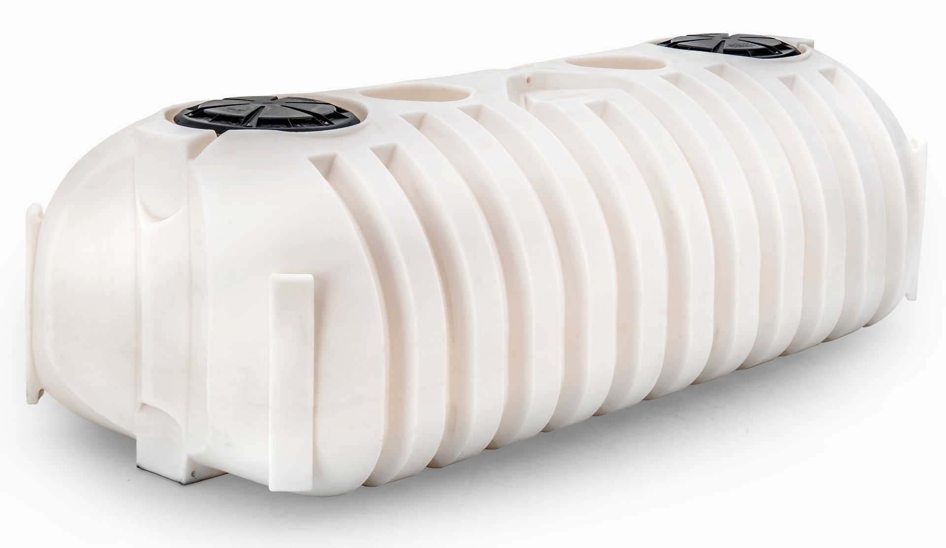A large white plastic tank is sitting on a white surface.