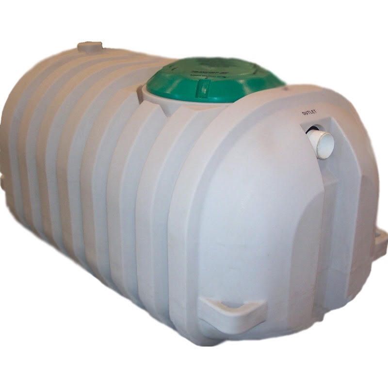 A large white plastic tank with a green lid