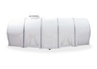A white plastic water tank on a white background.