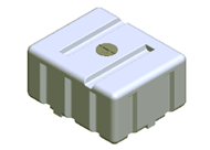 A white square container with a hole in the middle on a white background.