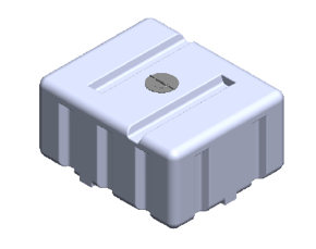 A white square container with a hole in the middle