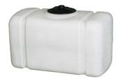 A white plastic tank with a black lid on a white background.