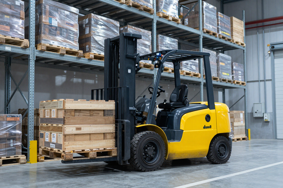 Carrello elevatore elettrico Jungheinrich in magazzino industriale