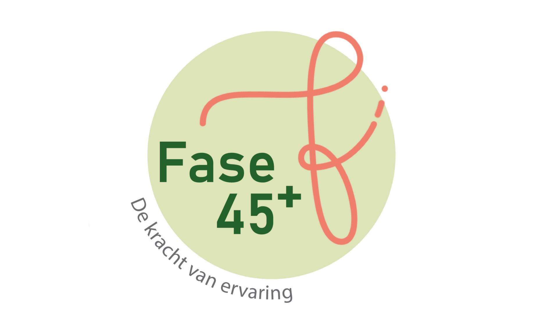 Een groene cirkel met de woorden fase 45+ erop
