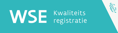 A blue sign that says wse kwaliteits registeratie