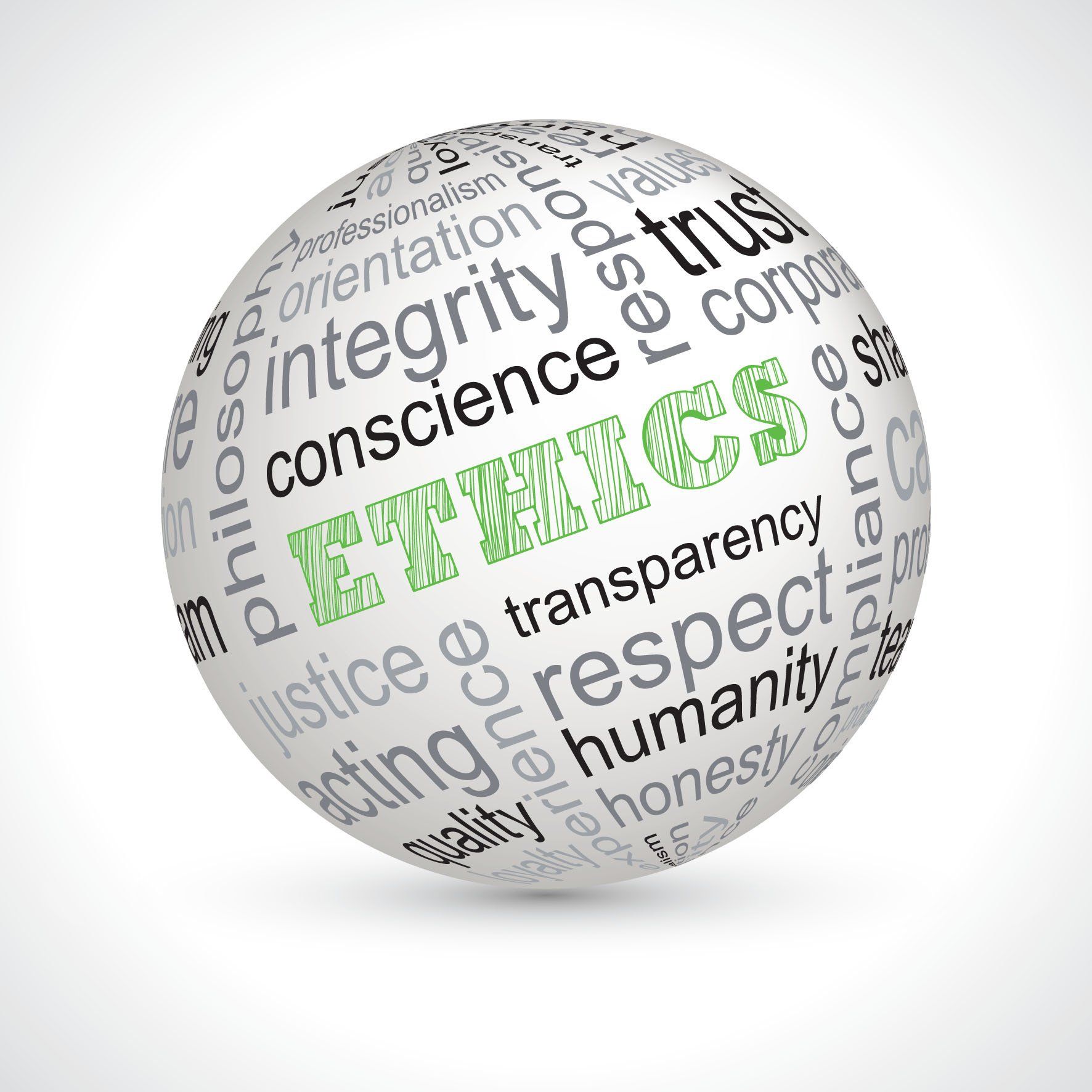 A sphere with the word integrity on it