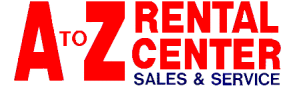 A to Z Rental Center logo in red and blue with “Sales & Service” text