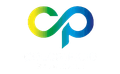 Logo astratto in stile CP nei colori verde, giallo e blu su sfondo bianco.