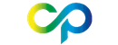 Logo astratto a forma di infinito, con sfumature dal verde al blu e coda a fumetto color verde acqua su sfondo bianco.