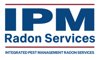 IPM Radon Services logo in blue and maroon with “Integrated Pest Management Radon Services” text