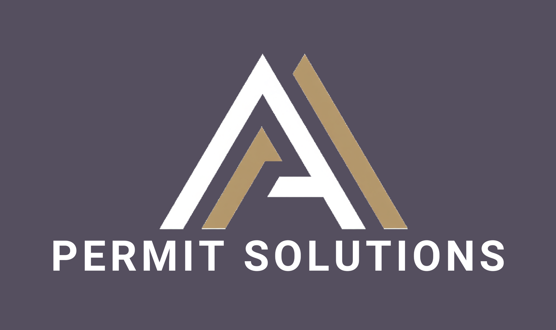 Permit Solutions logo with white and gold geometric A on a dark gray background
