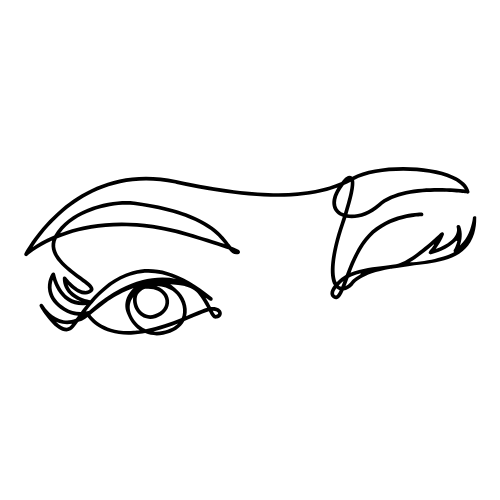 Line drawing of an eye, eyebrow, and part of the eyelid.