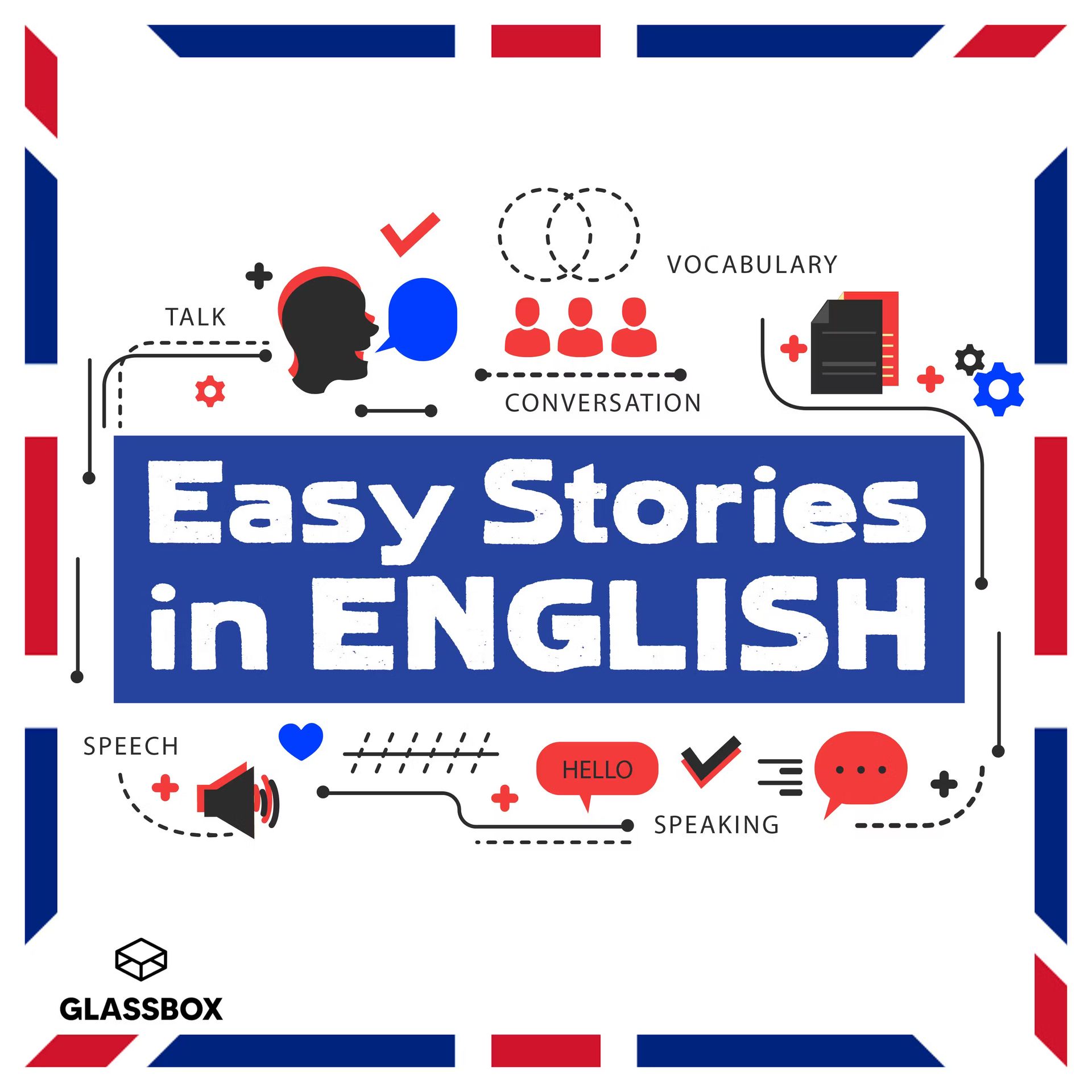 A poster that says `` easy stories in english ''