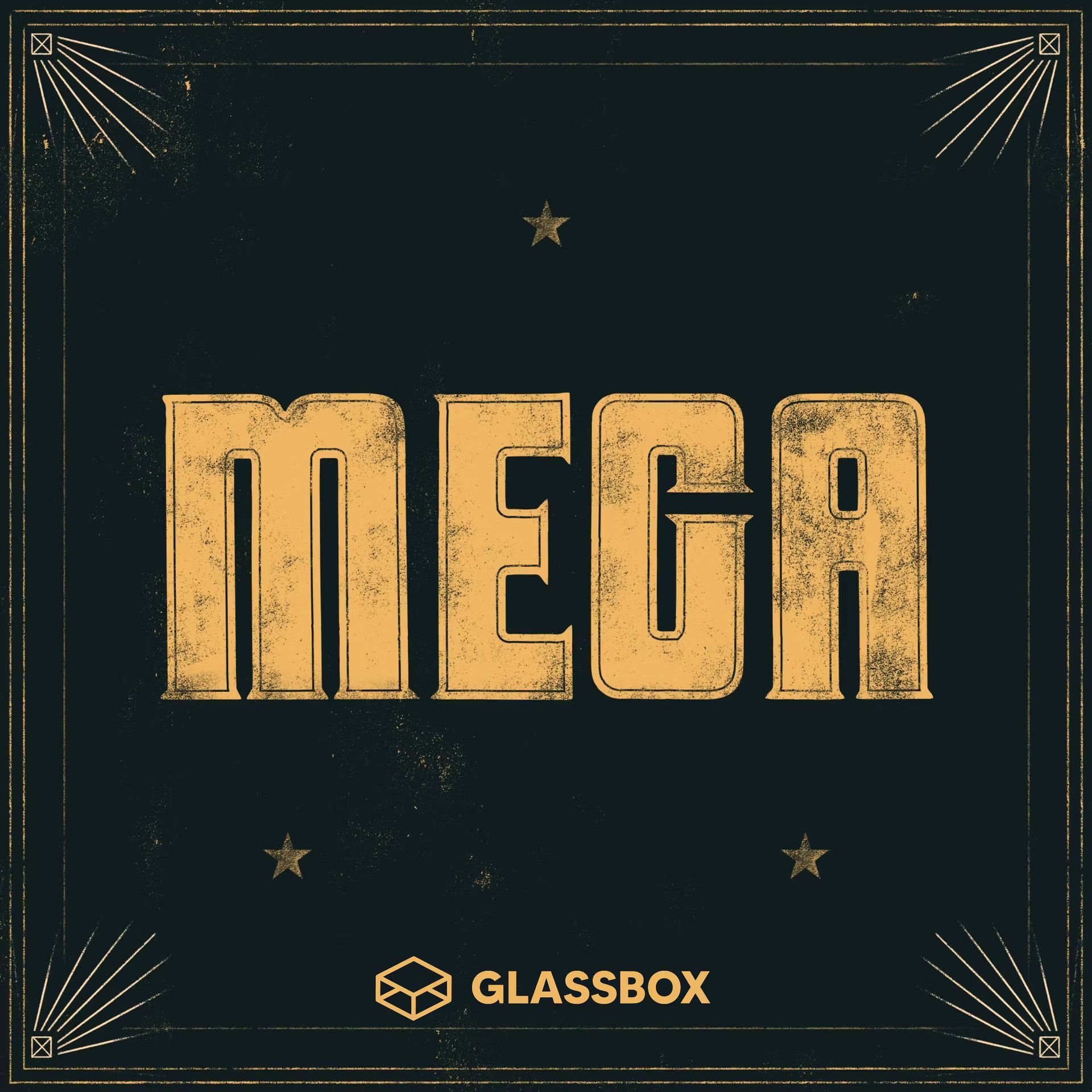 A poster with the word mega on it