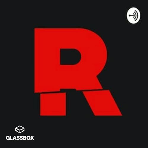 A red letter r is on a black background.