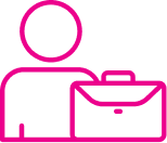 Person holding a briefcase, outlined in pink.