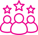 Three people with three stars above them.